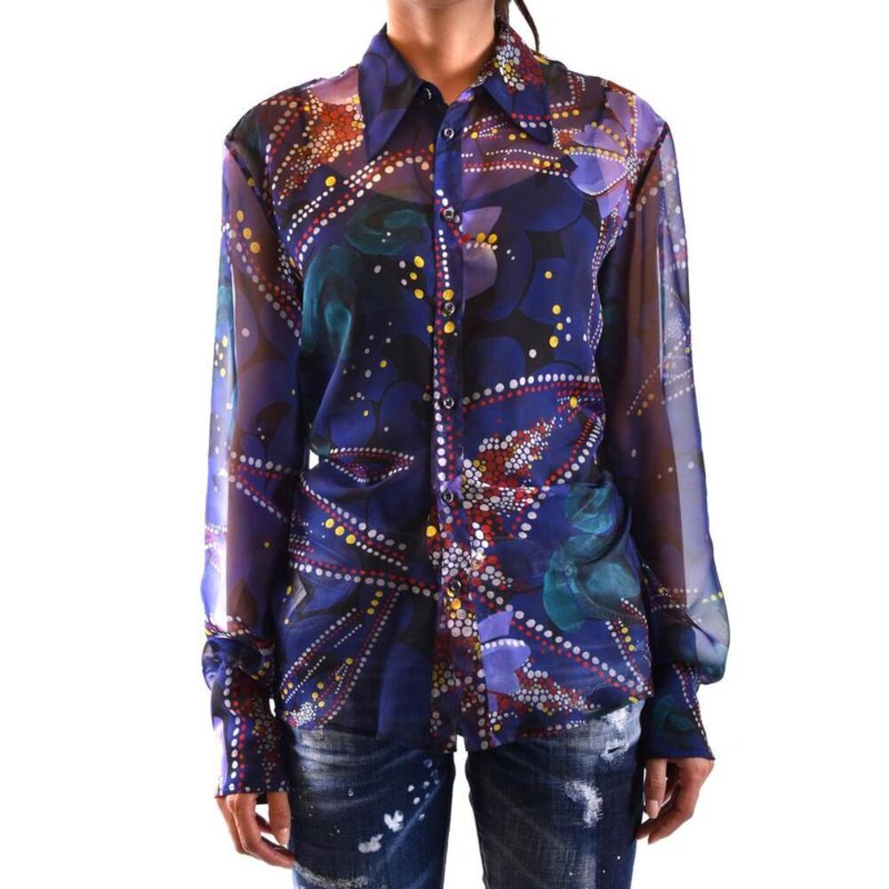 Dsquared2 Printed Sheer Long Sleeve Blouse Women multicolor Shirts